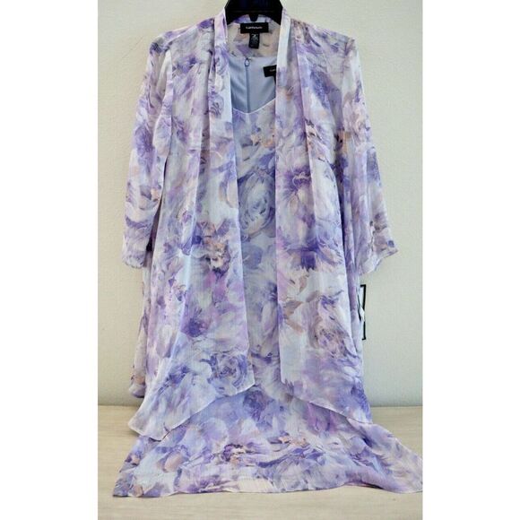 R&M Richards Women's Sz 6 Purple Floral-Print Jacket Dress - 2 Piece Set $119 - Picture 1 of 12